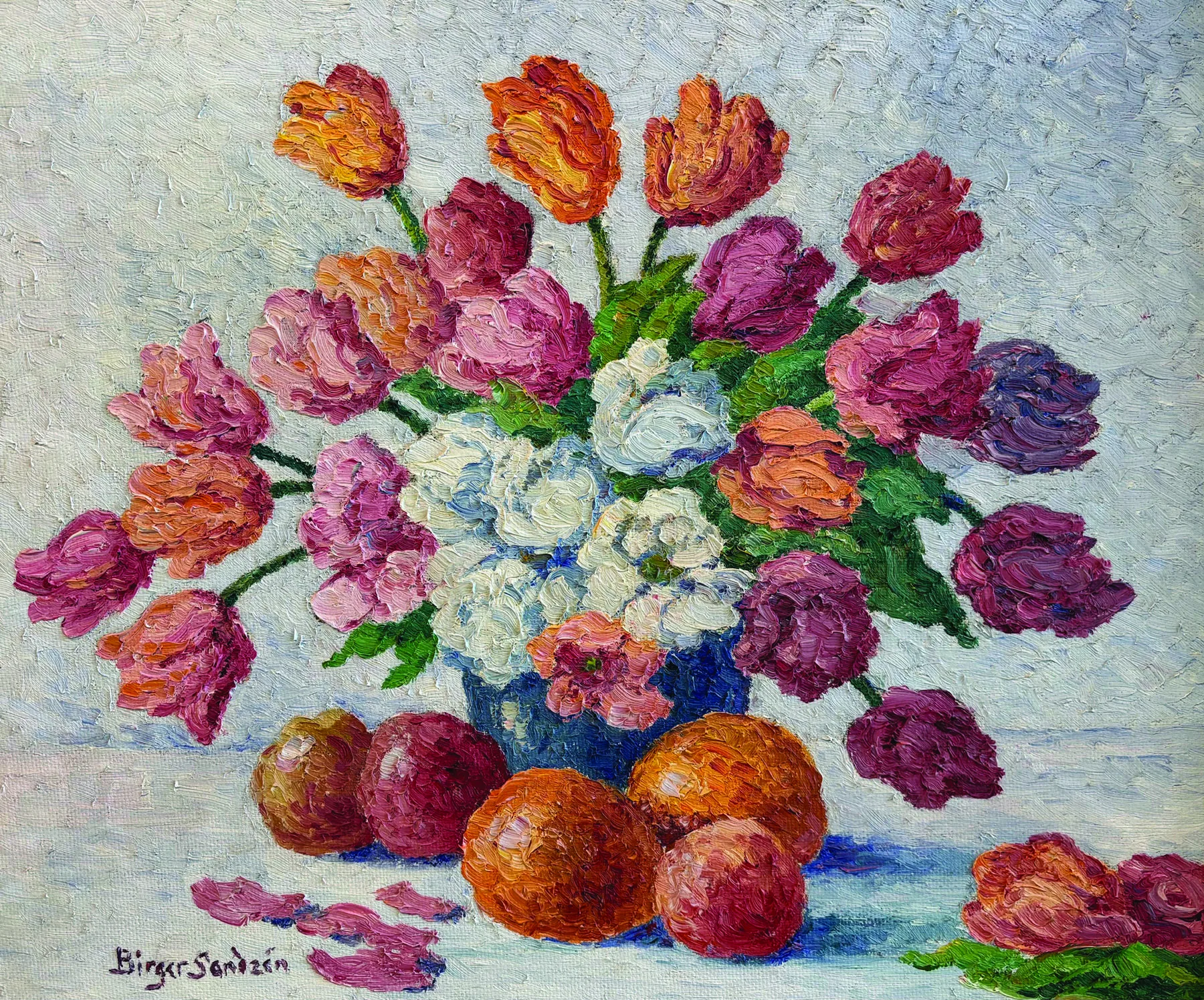 Tulips and Oranges by B Sandzen