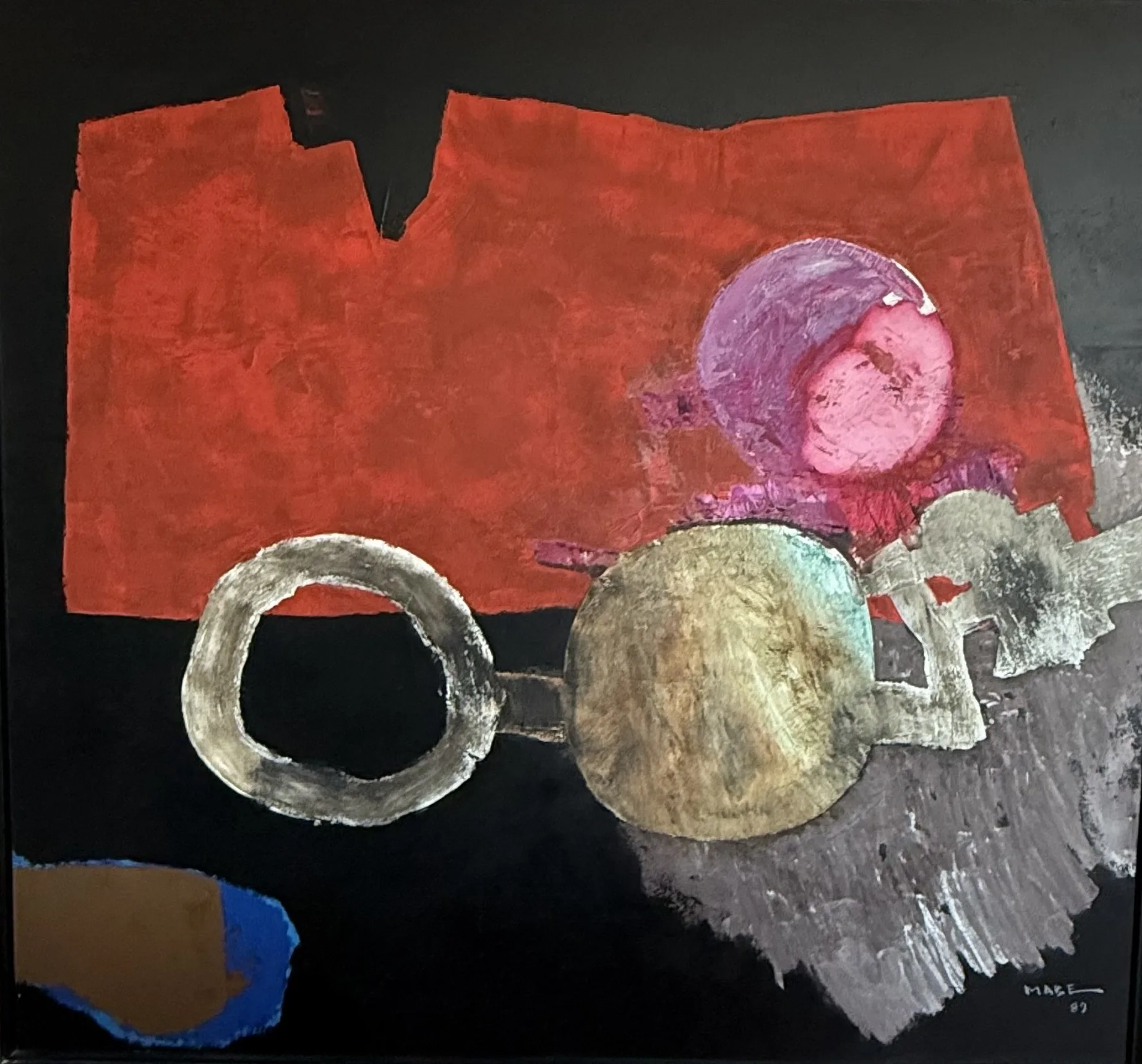 Manabu Mabe (Japanese-Brazilian 1924-1997) Oil on Canvas titled 'Paixaio' (Passion) 74 x 70 Inches.