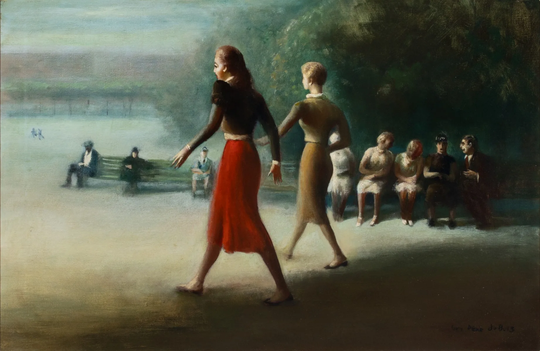 Guy Pène Du Bois Oil on Canvas Exhibited at the Whitney Museum in 1948 and 1949